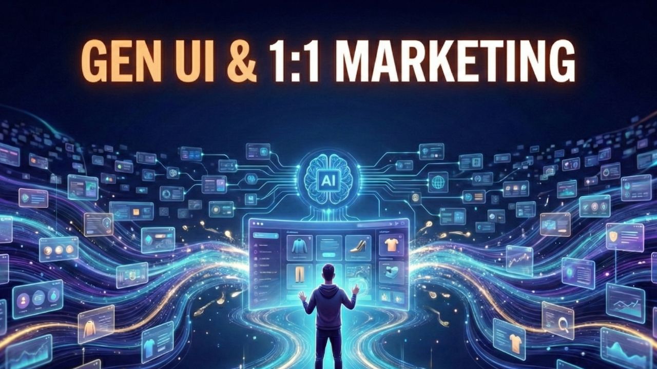 A generative AI system creating a dynamic, personalized website layout in real-time.