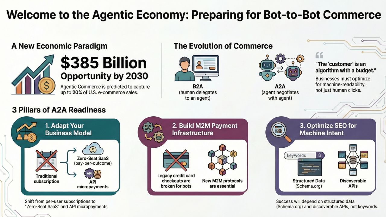 Visualization of two AI Agents shaking hands, symbolizing Bot-to-Bot Commerce