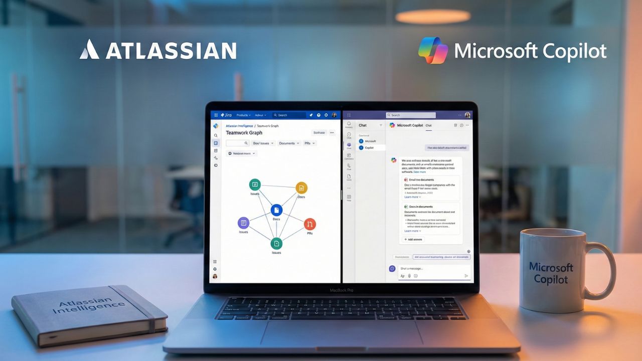 Atlassian Intelligence vs Microsoft Copilot comparison graphic