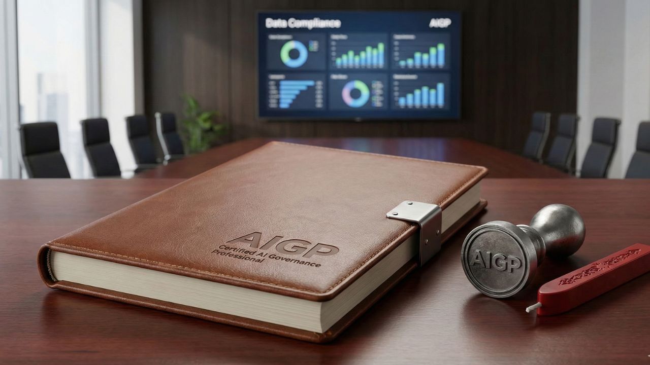 Executive analyzing an AI governance and compliance framework dashboard