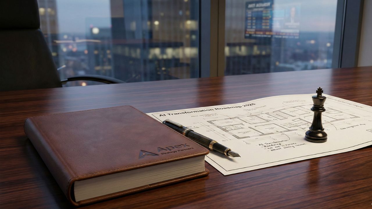 Strategic consultant mapping out AI transformation roadmap for an enterprise client