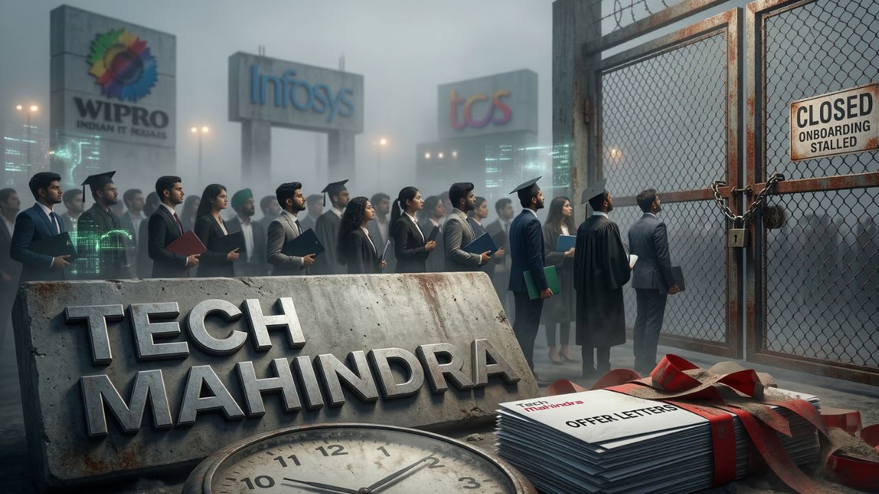 Engineered graduates waiting outside an IT park entrance