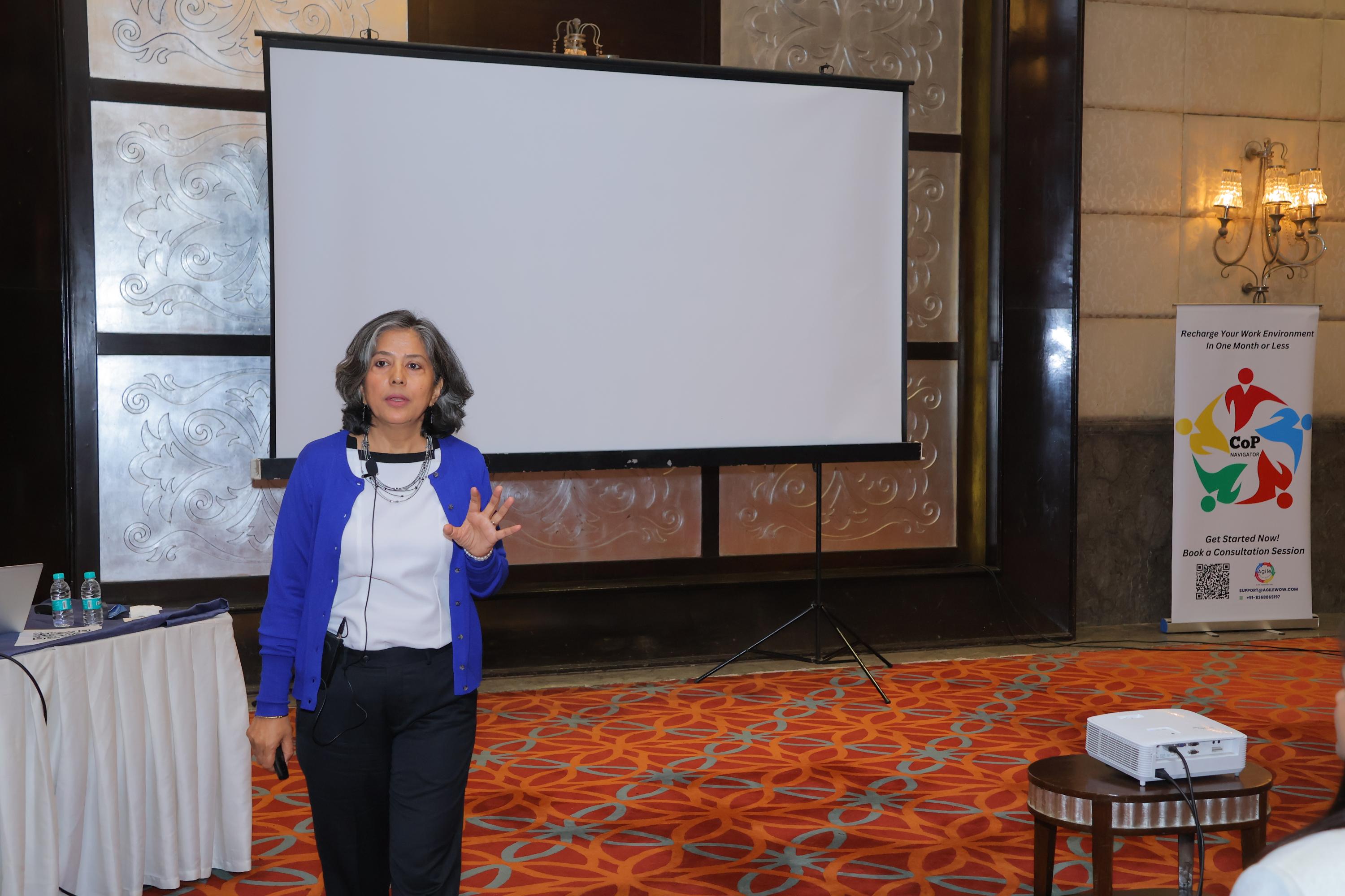 Renu Bohra explaining organizational agility at ALDI 2025